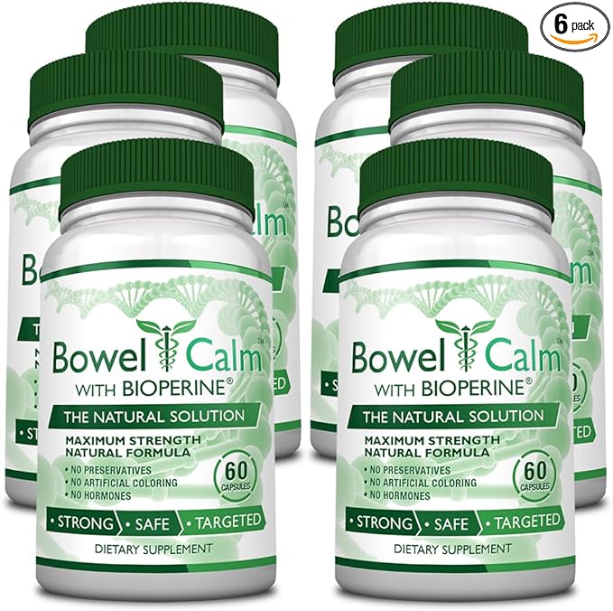 Bowel Calm - Soothe Intestinal Irritation - Ginger, Turmeric, Boswellia, BioPerine - 6 Month Supply