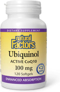 Natural Factors Ubiquinol Active CoQ10 100 mg, High-Absorption Coenzyme Q10 Supplement for Energy, Heart and Cognitive Support, 120 Softgels