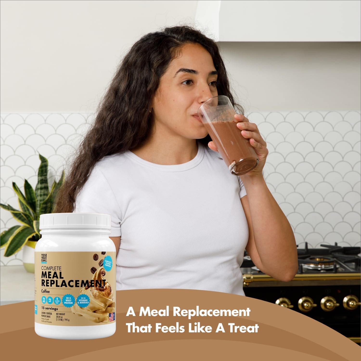 Yes You Can! Meal Replacement Shake - 20G Protein, 4G Fiber, 21 Vitamins & Minerals, 0G Added Sugar - Meal Replacement Protein Powder - Complete All-in-One Nutrition - 15 Servings (Coffee) - 2 Pack
