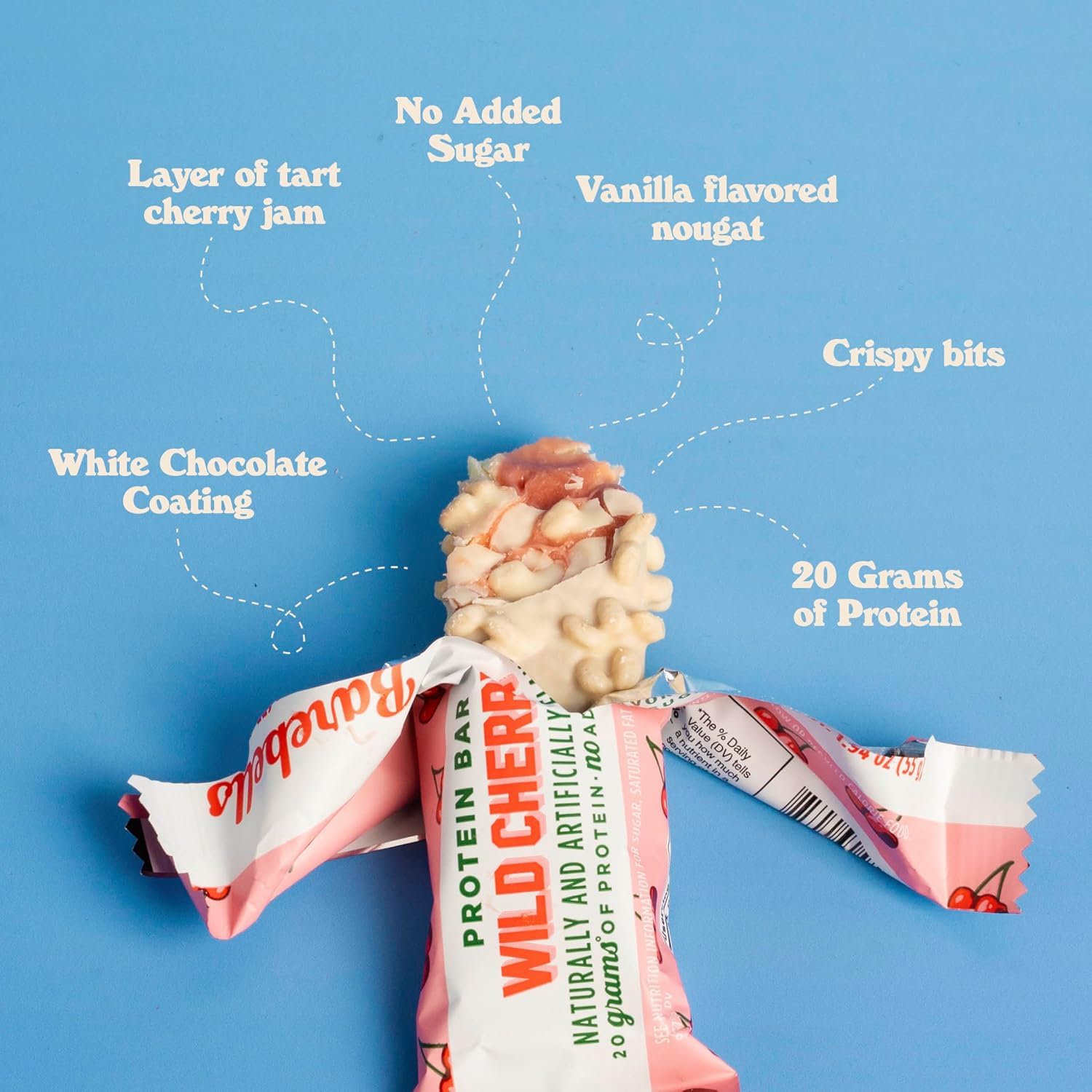 Barebells Protein Bars Wild Cherry - 12 Count, 1.94 oz Bars - Snacks with 20g of High Protein - Chocolate Nutrition Bar with 1g of Total Sugars - On The Go Snack & Breakfast Bars