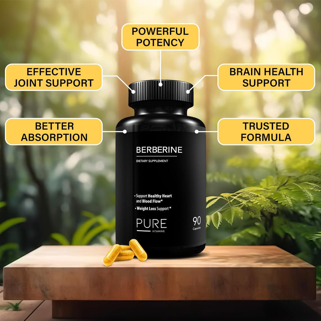 Ultra High Strength Berberine HCL 1200mg Supplements | 90 Vegan Capsules | Organic Berberine Supplement for Metabolic Support and Overall Health | Perfect for Men and Women - Made in USA