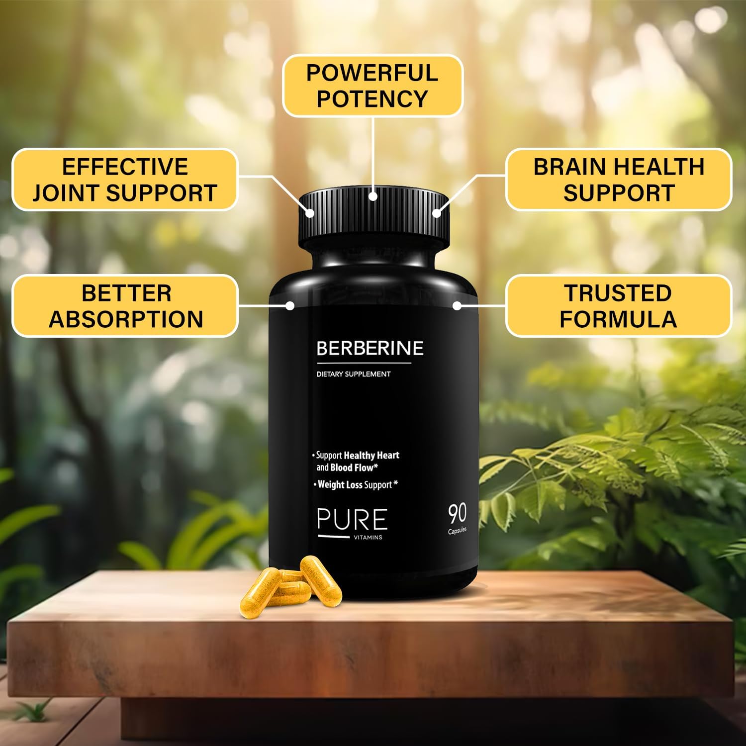 Ultra High Strength Berberine HCL 1200mg Supplements | 90 Vegan Capsules | Organic Berberine Supplement for Metabolic Support and Overall Health | Perfect for Men and Women - Made in USA