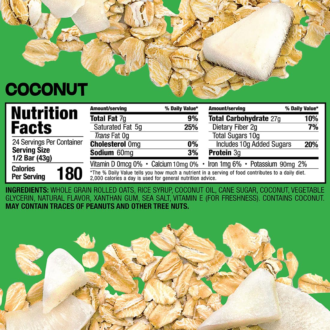 Bobo's Coconut Oat Bars, Gluten Free, Non-GMO, Whole Grain Oats, Pack of 12 | Snack Bars | On-the-Go | Made with Simple Ingredients