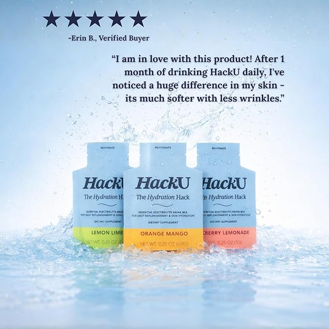 HackU Sugar-Free Electrolyte Packets for Body and Skin Hydration Support | Variety Pack | 10ct | Drink Mix