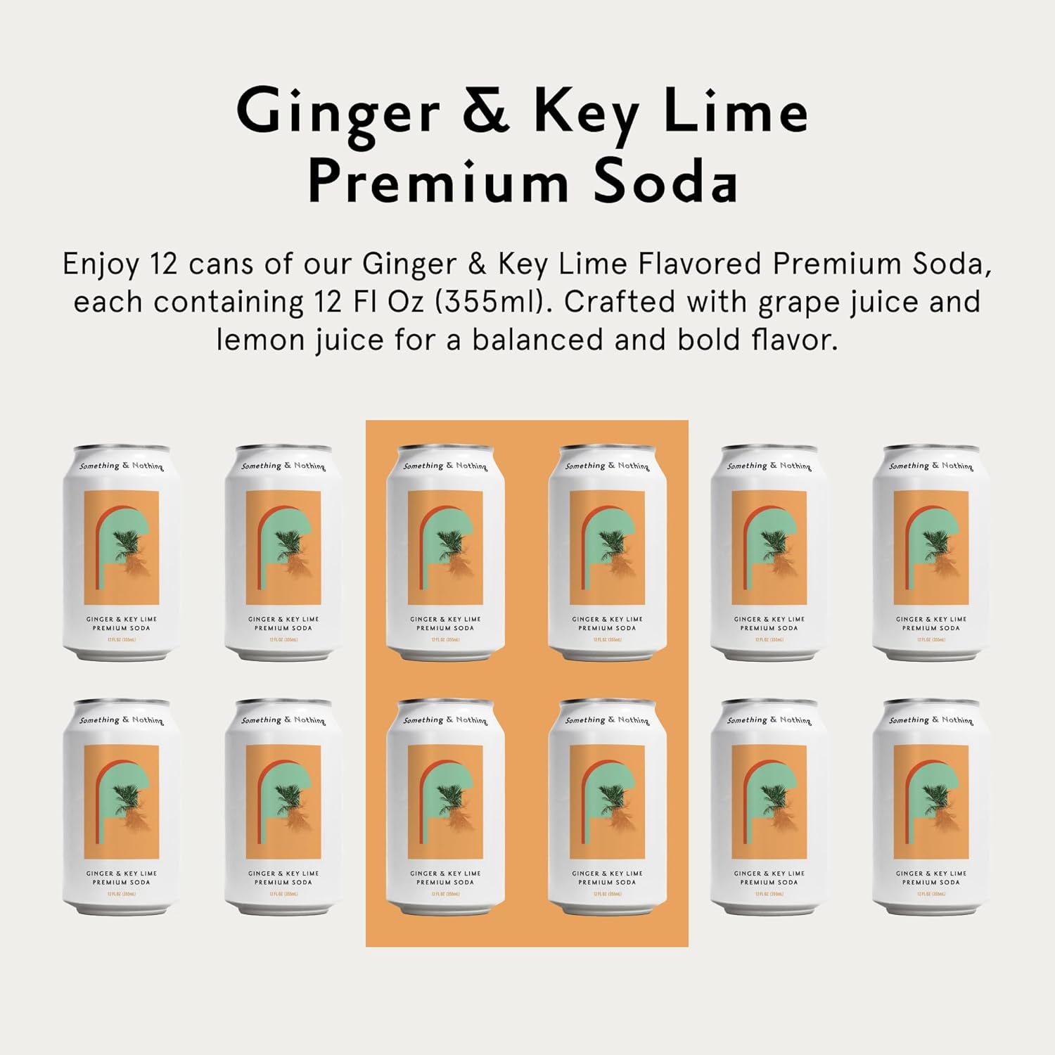 Something & Nothing Ginger & Lime Flavoured Sparkling Water | Lightly Carbonated, Full Flavoured with Added Grape & Lemon Juice | Vegan & Low Calorie Soda | 12 Fl Oz Cans (Pack of 12)