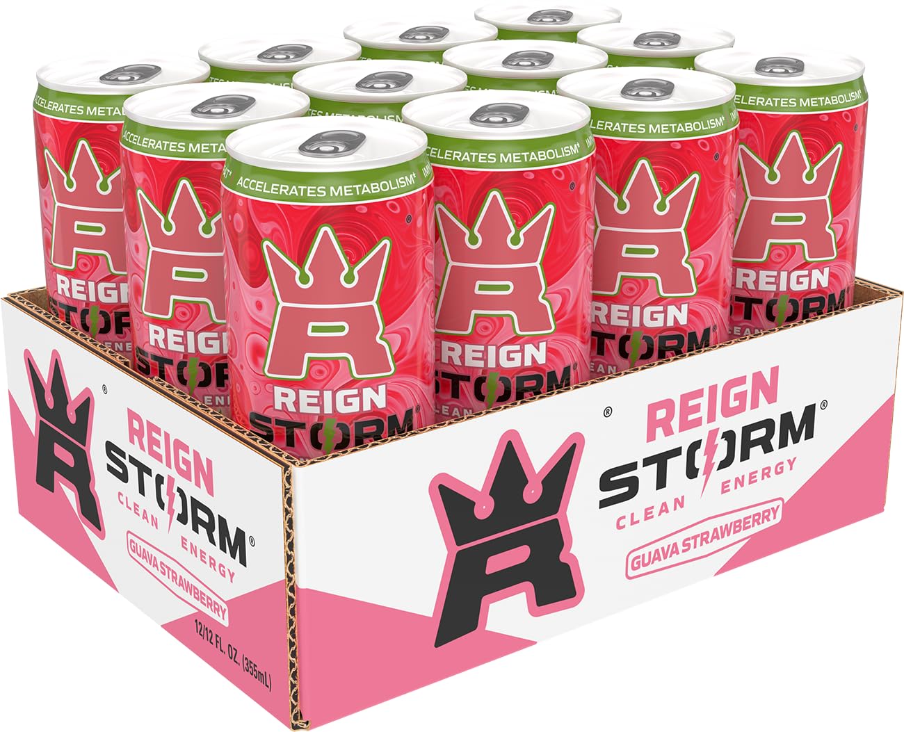REIGN Storm, Guava Strawberry, Fitness & Wellness Energy Drink, 12 Fl Oz (Pack of 12)