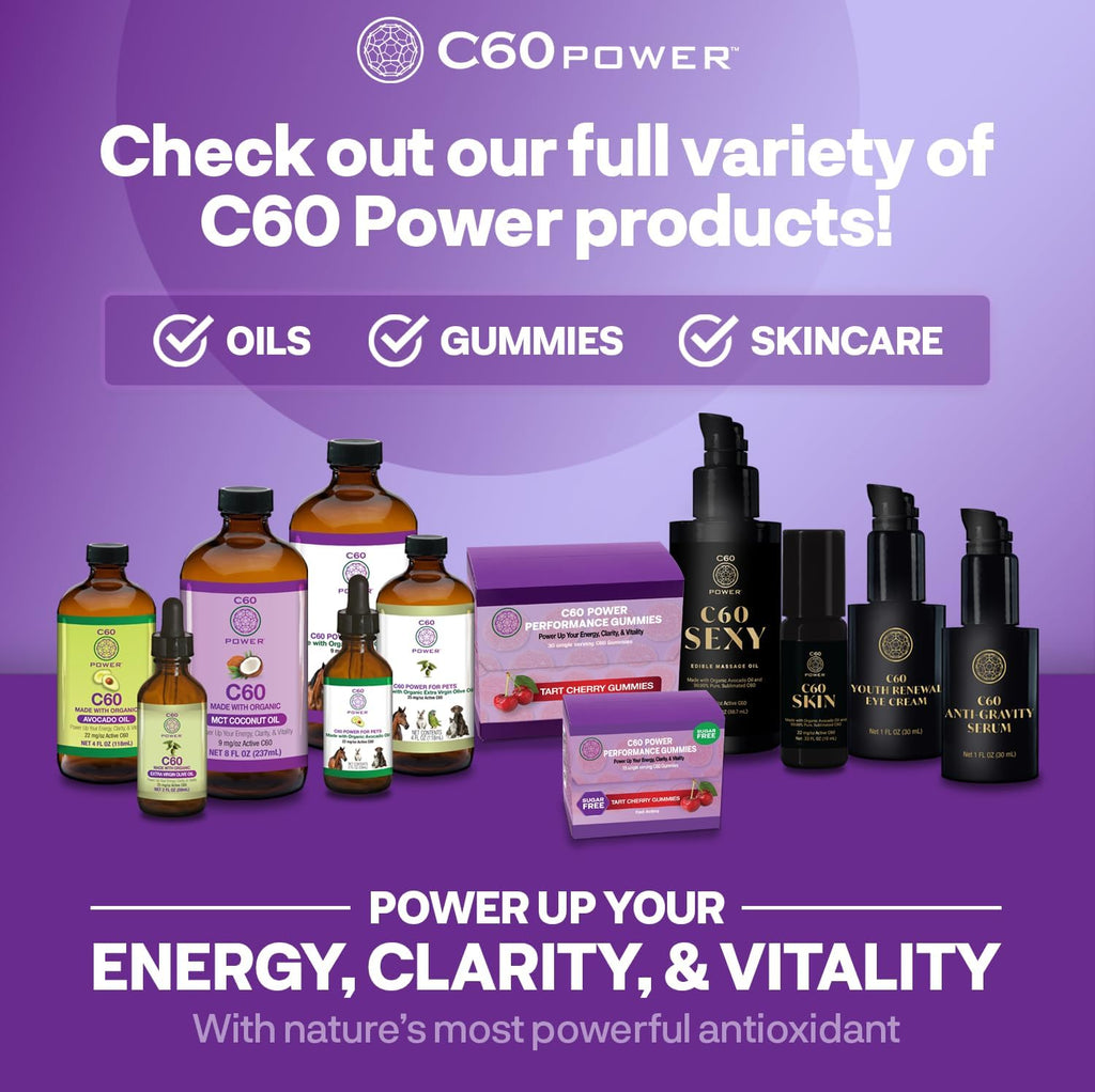 C60 Power Gummies, 1 Box Sugar Free Tart Cherry - 99.99% Pure, Sublimated C60Carbon Fullerenes and Organic Coconut Oil, Made in The USA, Supports Energy & Mental Clarity (30 Count)