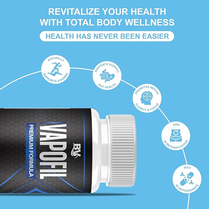 BLUE VIBE Vapofil Premium Wellness and Advanced Health Management Supplement Pills, Vapofil Maximum Strength Advanced Daily Health Support and Overall Wellness Supplement (2 Pack - 120 Capsules)