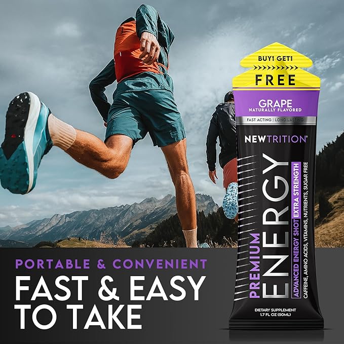 NewTrition® Extra Strength Energy Shots 1.7 fl oz - 250mg Caffeine with B Vitamins & Amino Acids, Sugar-Free Zero Calorie Vitamin Energy Drink for Focus & Endurance (Pack of 24, 4 Flavors - Mixed 1)
