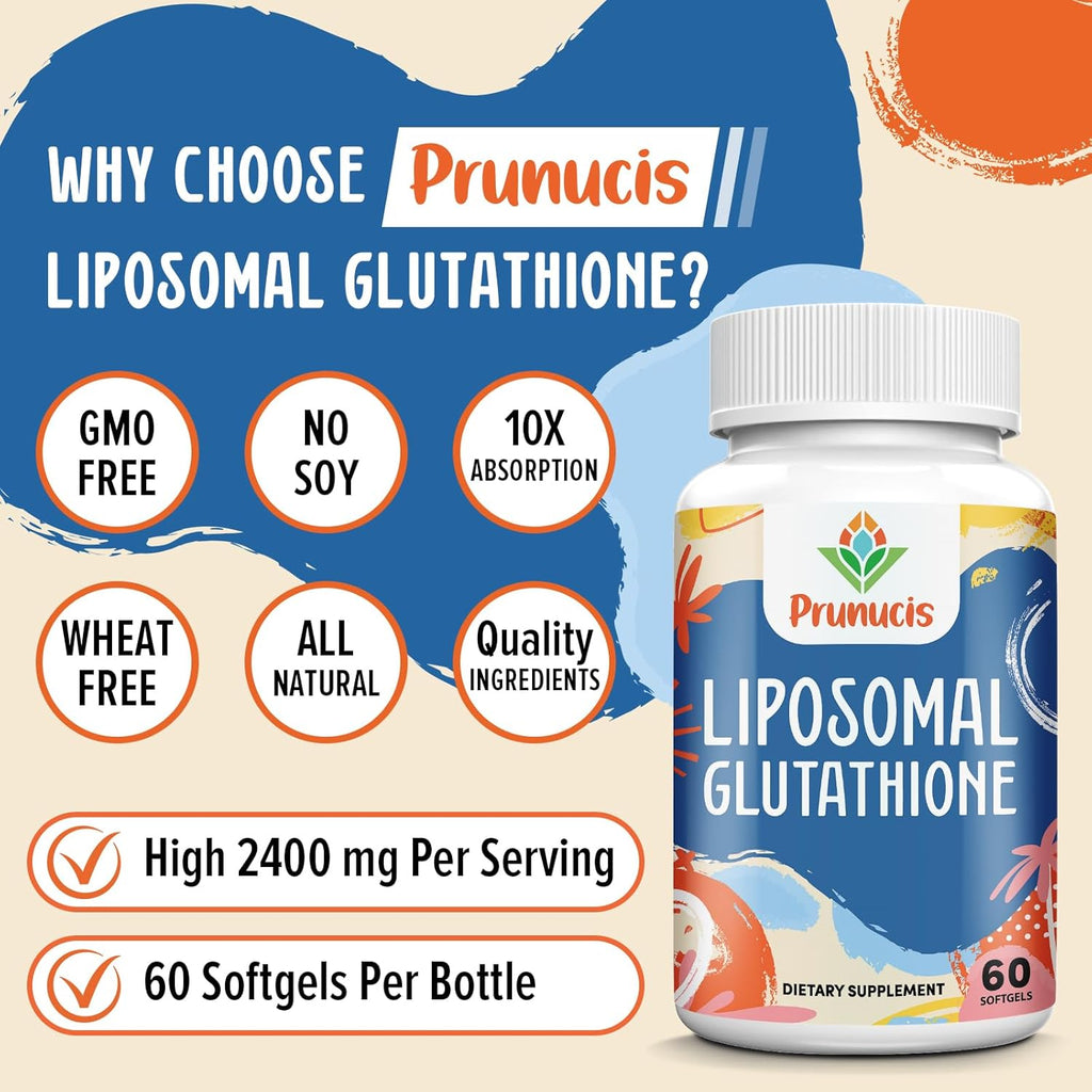 2400MG Liposomal Glutathione, with Vitamin C, Milk Thistle & Alpha-Lipoic Acid, Master Antioxidants, Pure Reduced L-Glutathione - Immune System, Cell Repair, Energy, High Absorption, 120 Softgels