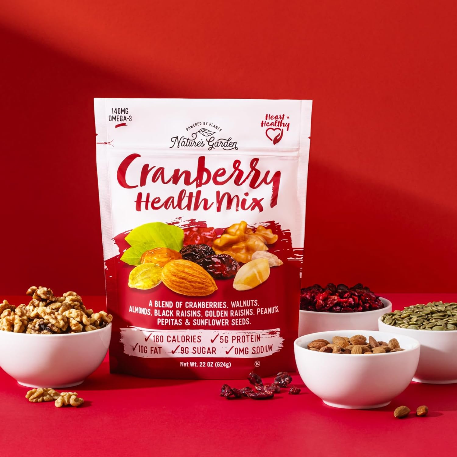 Nature's Garden Cranberry Health Mix – Power Up, Heart Healthy, Gluten Free, Antioxidant Rich, Cholesterol Free, Sodium Free, No Artificial Ingredients – 22 Oz Bag (Pack of 1)