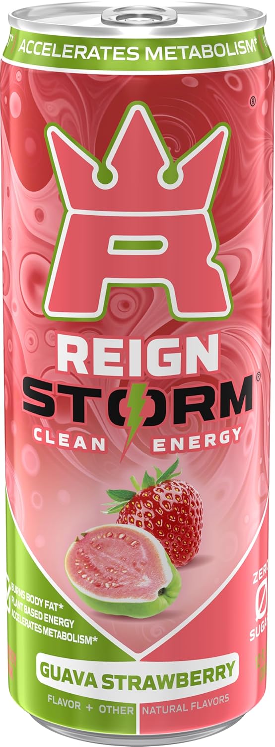 REIGN Storm, Guava Strawberry, Fitness & Wellness Energy Drink, 12 Fl Oz (Pack of 12)