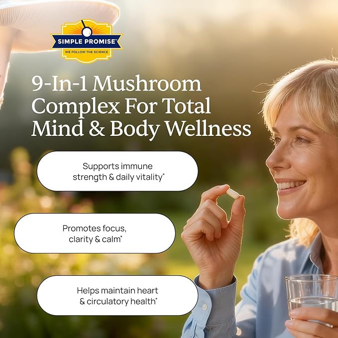 Cholibrium 9-in-1 Mushroom Complex Capsules With Lion’s Mane & Reishi - Adaptogenic Mushrooms Supplement Blend For Daily Immunity Focus, Sleep & Heart Health Support - 1,330 mg - 60 Capsules