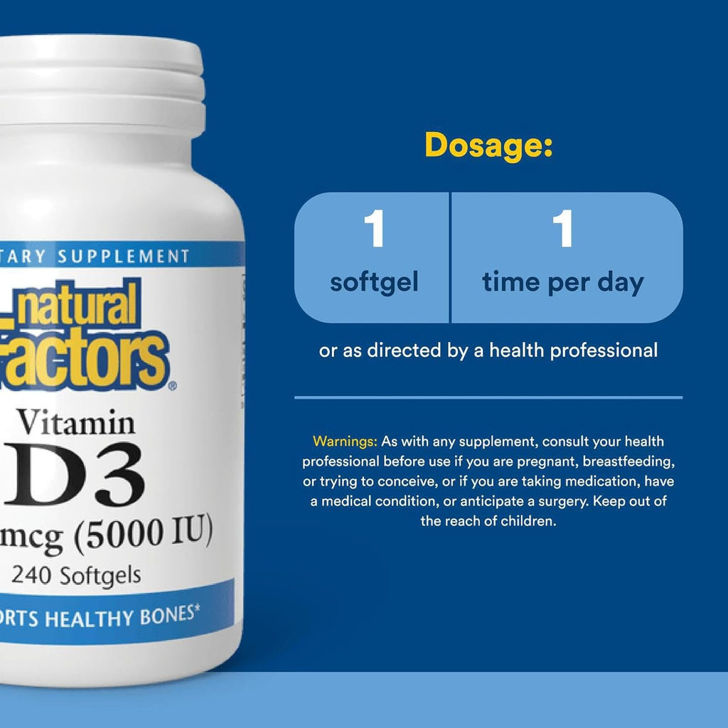 Natural Factors Vitamin D3 5000 IU 240/SG (Multi-Pack)