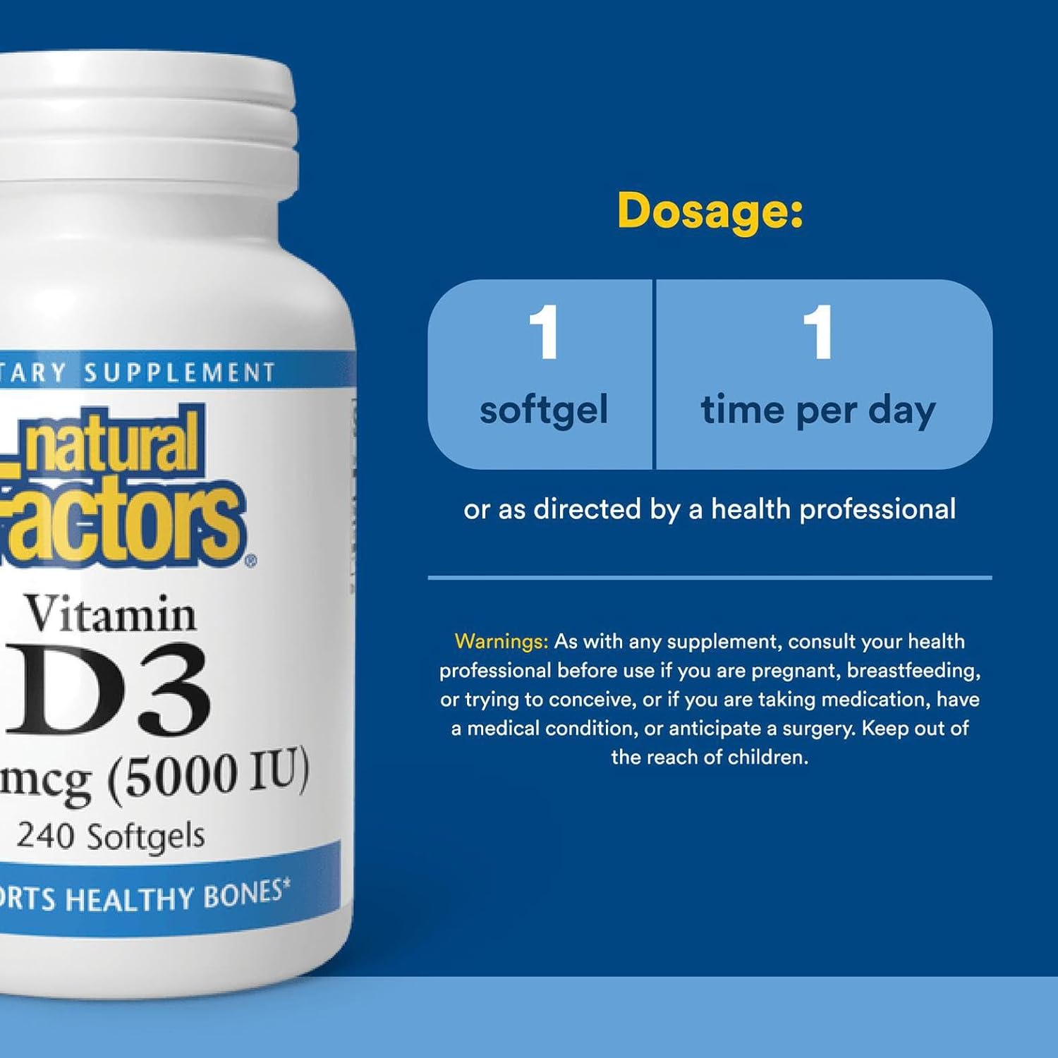 Natural Factors Vitamin D3 5000 IU 240/SG (Multi-Pack)