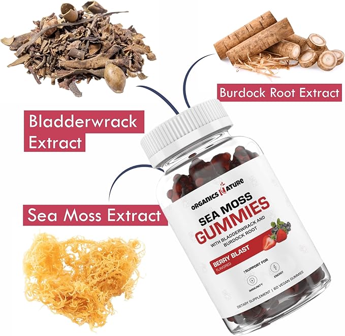 ORGANICS NATURE Black Seed Oil Capsules (2 Bottles) & Sea Moss Gummies (2 Bottles) | Vegan Softgels, for Hair, Skin, Heart, Joint Support, Lung Detox, Energy, Mucus Clear, Thyroid, Digestion Omega 3s