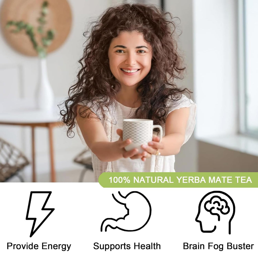 Yerba Mate, 20 Tea Bags, Natural Caffeine Yerba Mate Tea Bags, Smooth Energy & Focus