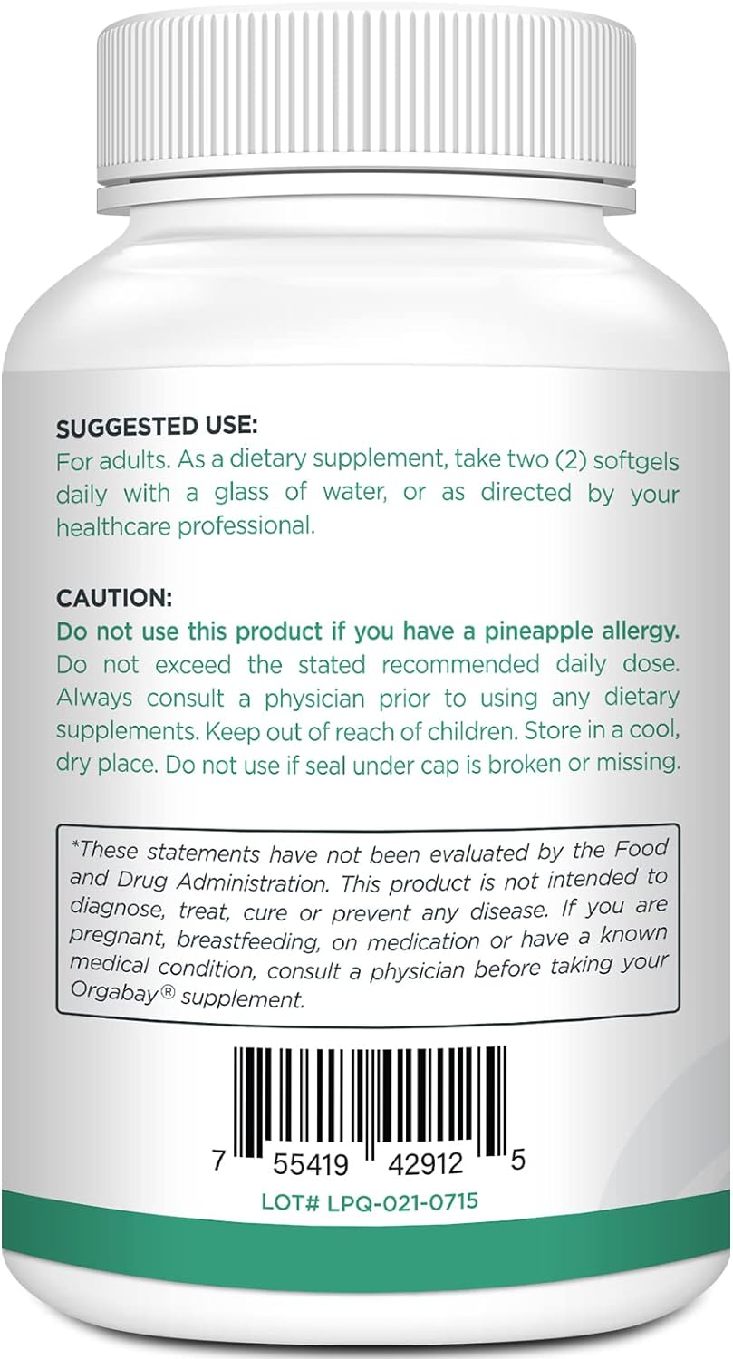 Orgabay Liposomal Quercetin Phytosome 1600 mg,Bromelain 200mg,Zinc 30mg,Vitamin C Turmeric 40 mg,Highest Absorption,Quercetin Complex, 120 Softgels
