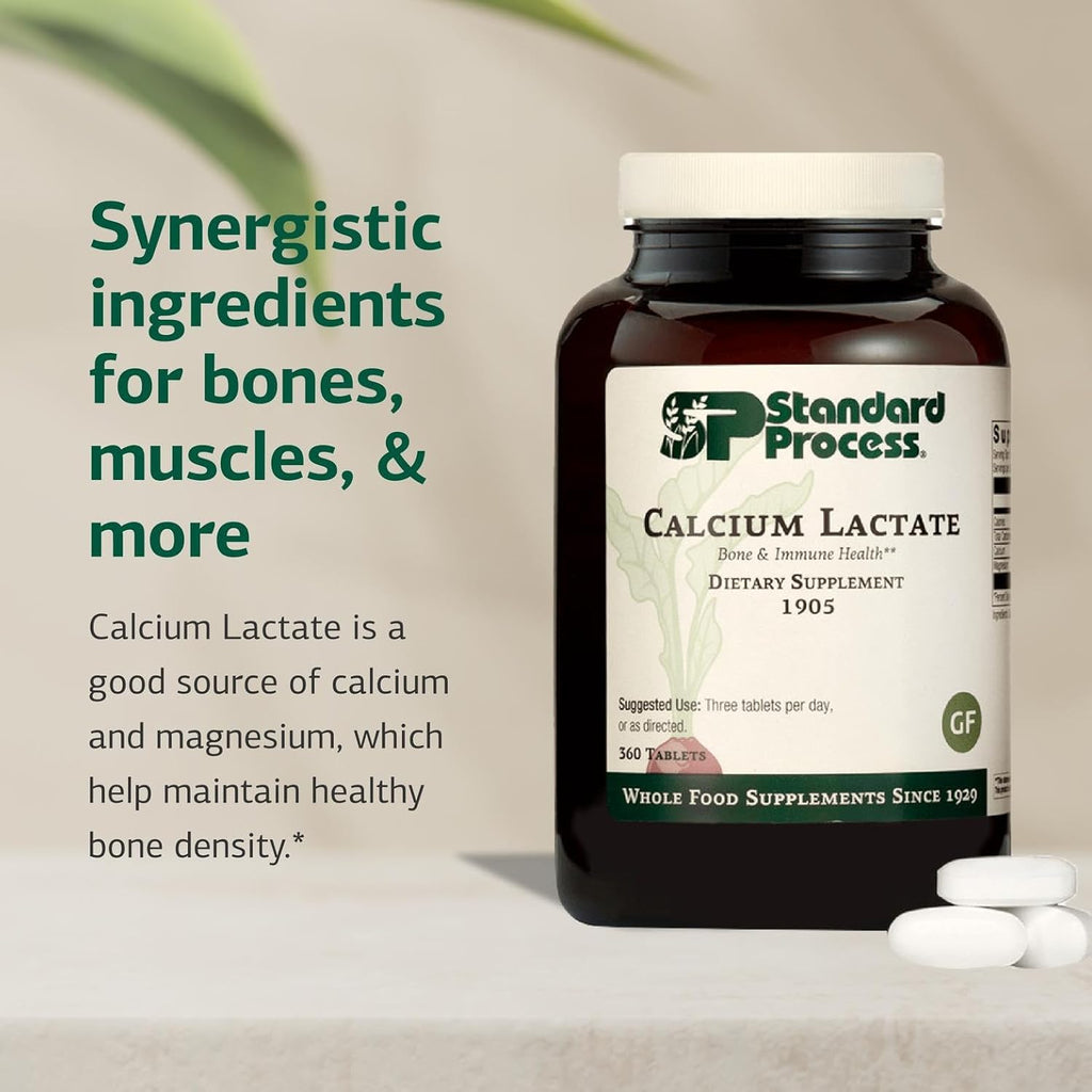 Standard Process Inc. Calcium Lactate - Immune Support and Bone Strength - Bone Health and Muscle Supplement with Magnesium and Calcium - 360 Tablets
