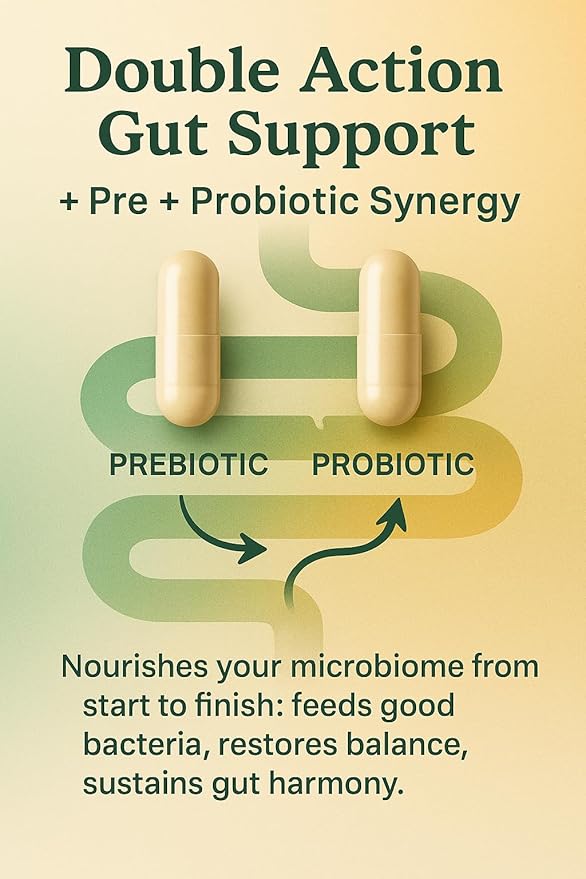 Gentle Synbiotic - Low CFU Probiotic and Prebiotic Formula - Sensitive Gut - FOS + XOS - DE111 B. subtilis, B. coagulans & L. rhamnosus - Gut Support for Women & Men - 120 Capsules