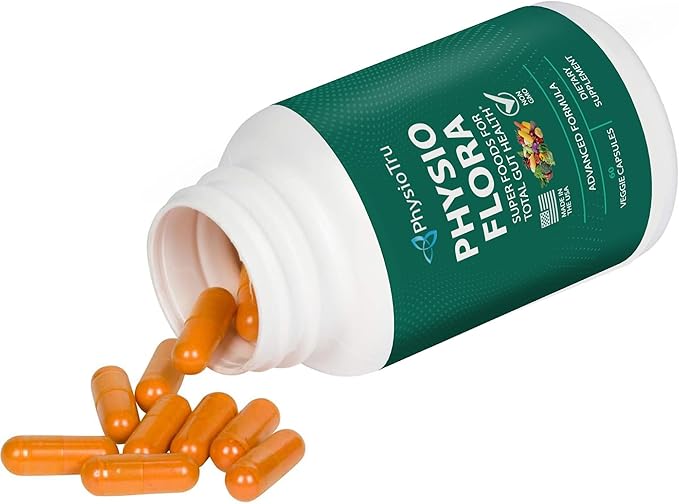Physio Flora Curcumin Piperine, Probiotics and Prebiotics for Gut, 60 Veggie Capsules