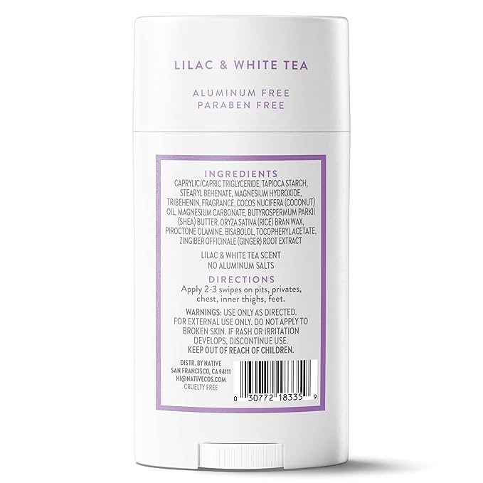 Native Whole Body Deodorant Stick Contains Naturally Derived Ingredients, Deodorant for Men and Women | 72 Hour Odor Protection, Aluminum Free with Coconut Oil and Shea Butter | Lilac & Tea