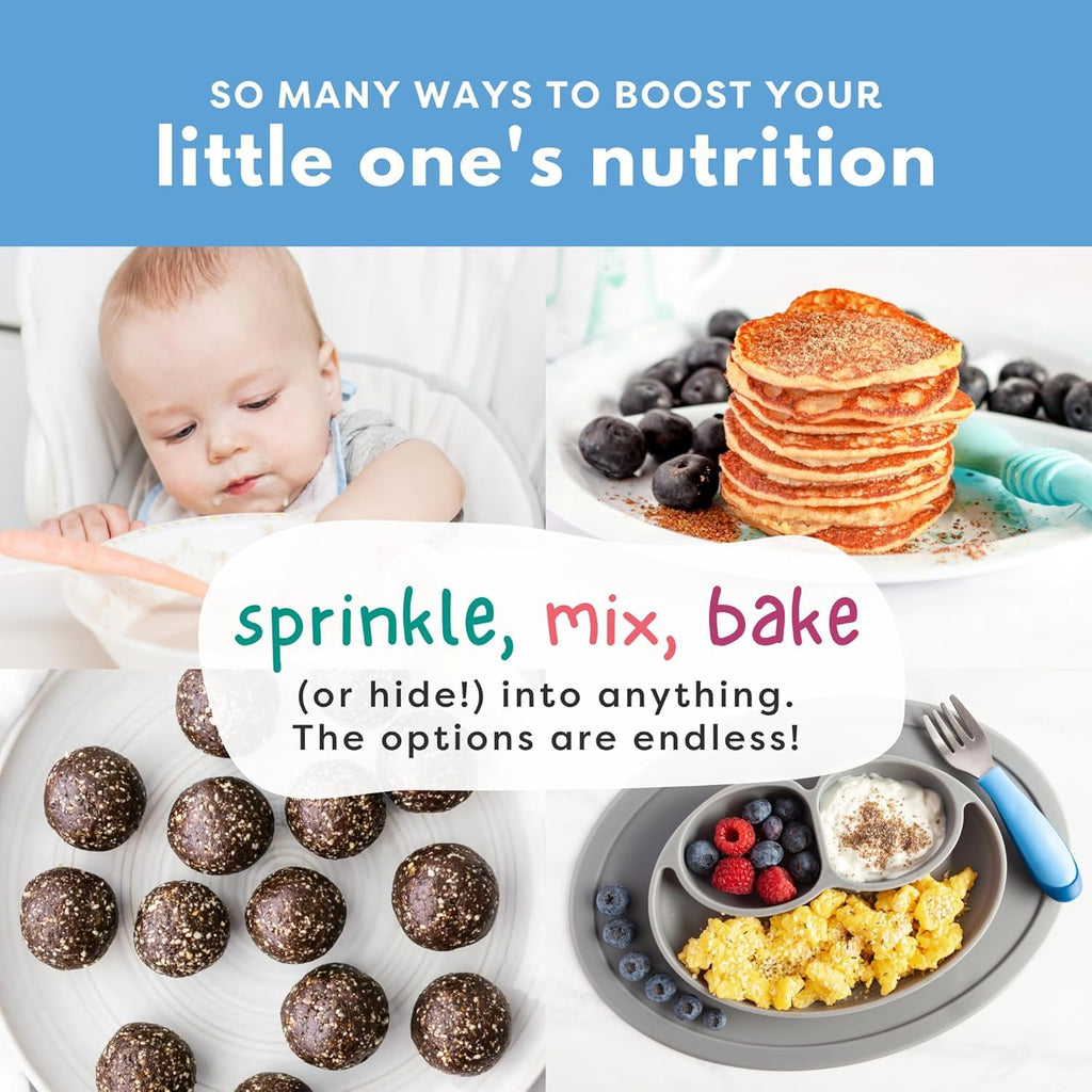 Superseed Organic Milled Chia, Flaxseed and Hemp Heart Brain Booster with Vegan Omega-3 DHA S Prebiotic Fiber Protein Gluten Free Seeds for 6M+ Babies Toddlers & Kids (7oz x 2 Pack)