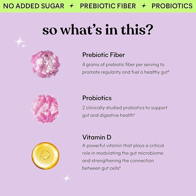 Lemme Fiber & Probiotic Gummies for Adults, Promotes Regularity & Digestive Health, No Sugar Added Strawberry Flavor, 4g Prebiotic Fiber & Clinically Studied Probiotic Strains, (60 Count)