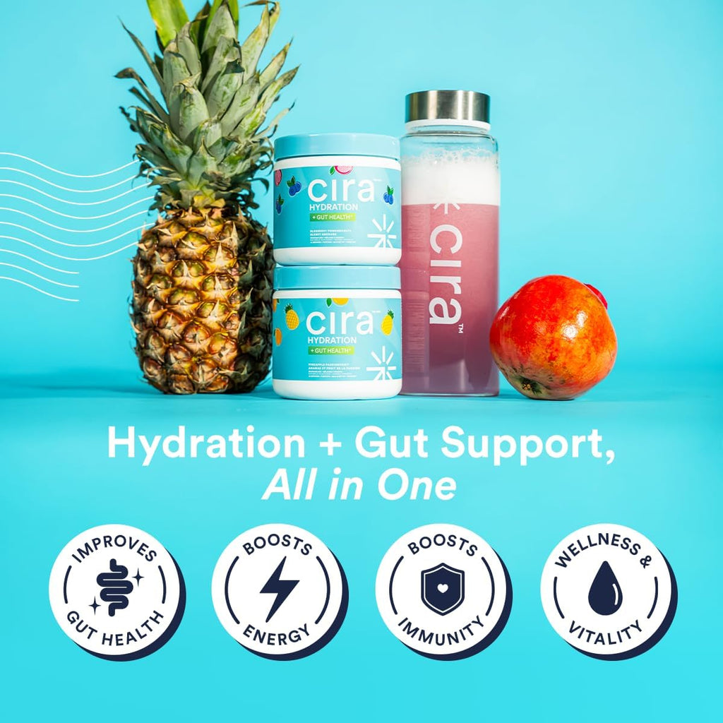 Cira Hydration + Gut Health Powder (45 Servings) - Electrolyte Drink Mix with Prebiotics & Probiotics for Digestion, Hydration & Recovery - Naturally Flavored with Stevia - Pineapple Passionfruit