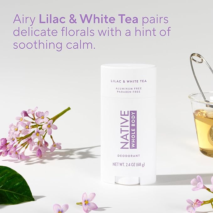 Native Whole Body Deodorant Stick Contains Naturally Derived Ingredients, Deodorant for Men and Women | 72 Hour Odor Protection, Aluminum Free with Coconut Oil and Shea Butter | Lilac & Tea