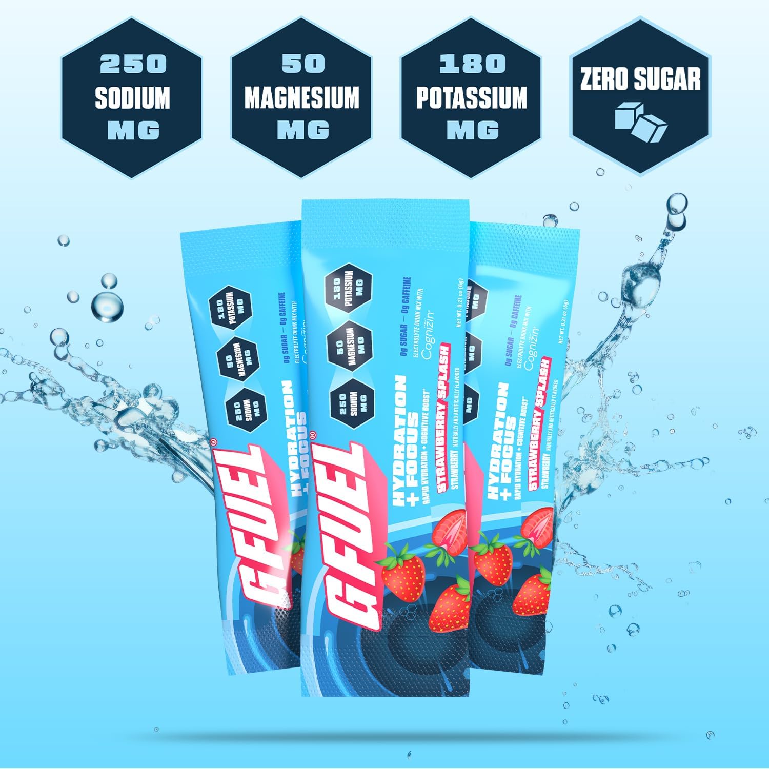 G Fuel Electrolytes Powder for Instant Hydration and Focus | Sugar Free, Strawberry Flavor, Electrolyte and Nootropic Drink Mix to Sharpen Mental Focus, 20 Servings