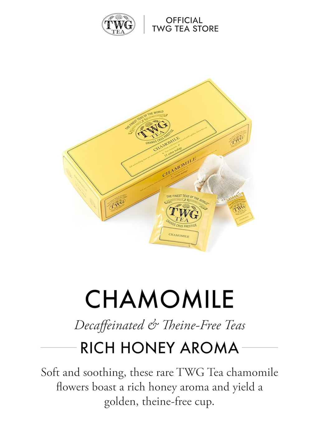 TWG Tea | Chamomile | Herbal Tea | Decaffeinated & Theine-Free | 15 Hand Sewn Cotton Teabags | Gift Set