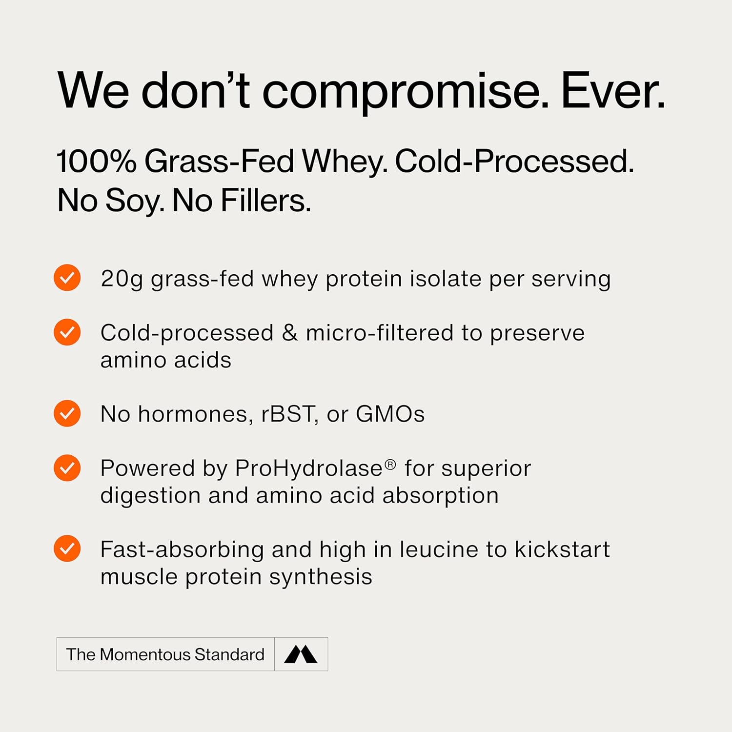 Momentous Essential Grass-Fed Whey Protein Powder - 20 g Whey Isolate Protein - NSF Certified for Sport - Gluten-Free - 24 Servings for Essential Everyday Use - Chocolate - Package May Vary