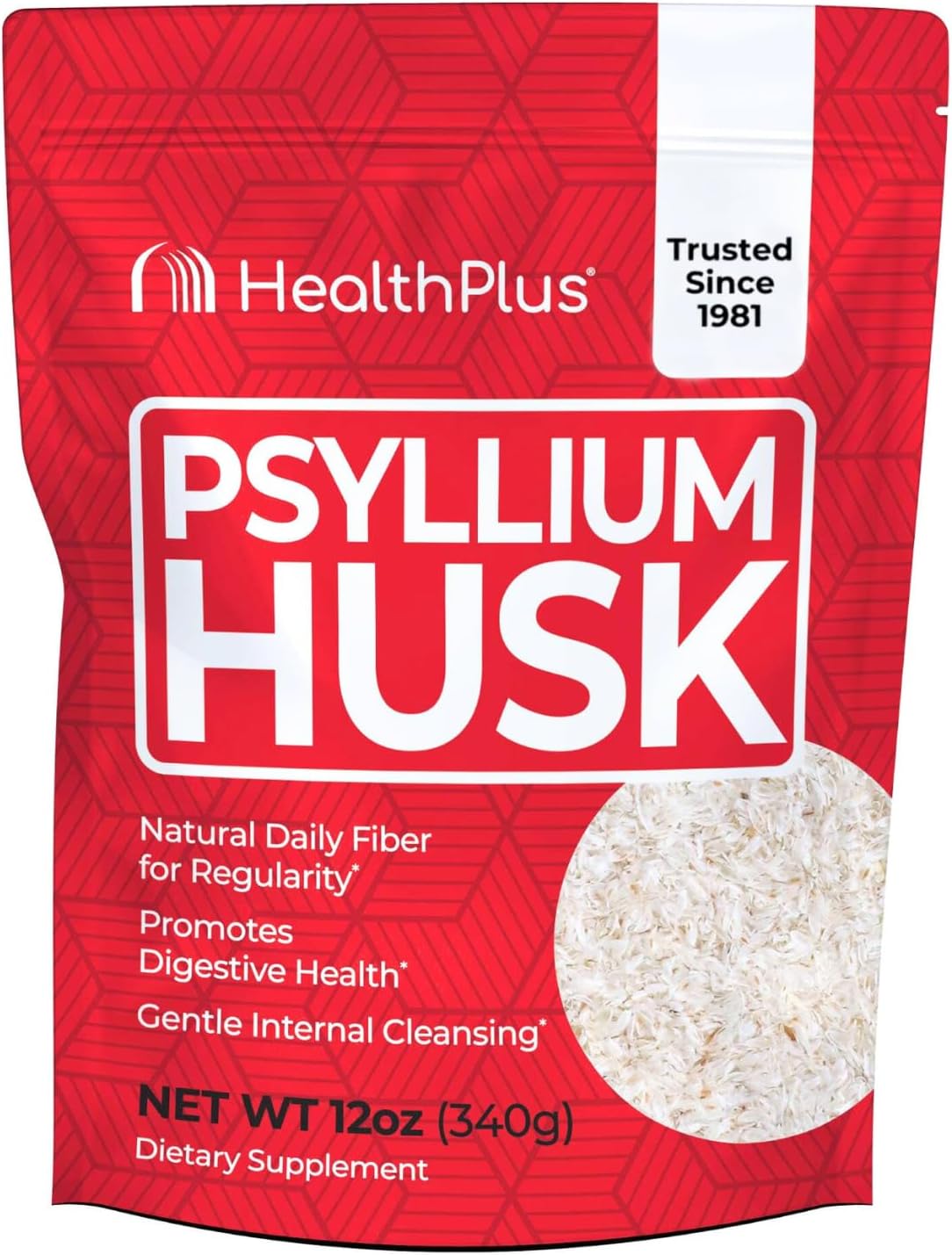 Health Plus, Psyllium Husk, 12 oz, 48 Servings - Natural Detox, Daily Dietary Fiber Supplement, Constipation Relief, Gentle Gut Cleanse, Keto Baking