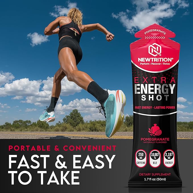 NewTrition® Extra Strength Energy Shots 1.7 fl oz - 250mg Caffeine with B Vitamins & Amino Acids, Sugar-Free Zero Calorie Vitamin Energy Drink for Focus & Endurance (Pack of 24, 4 Flavors - Mixed 3)