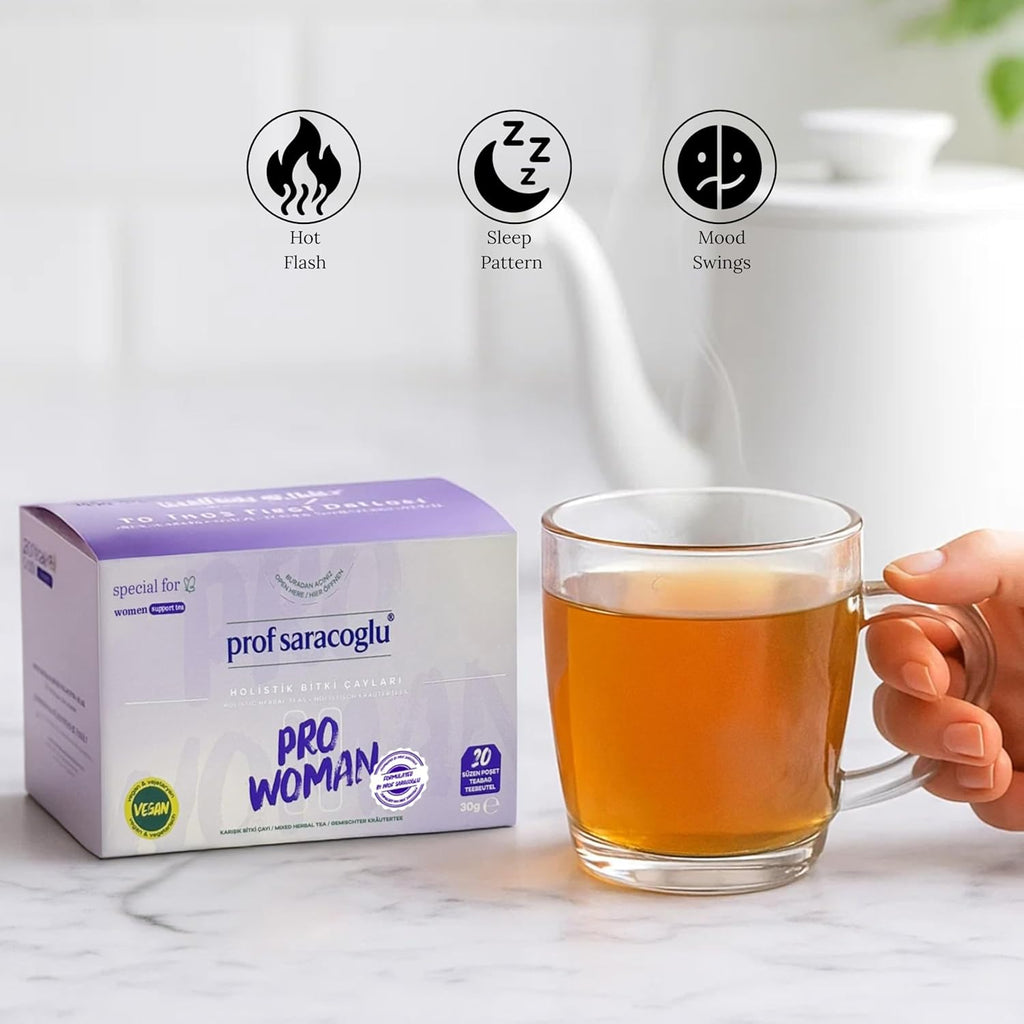Prof Saracoglu 1 Box Pro-Woman Herbal Tea – Caffeine-Free Herbal Blend with Chamomile and Yarrow, Made for Women’s Daily Routine, 20 Organic Tea Bags in Resealable Box