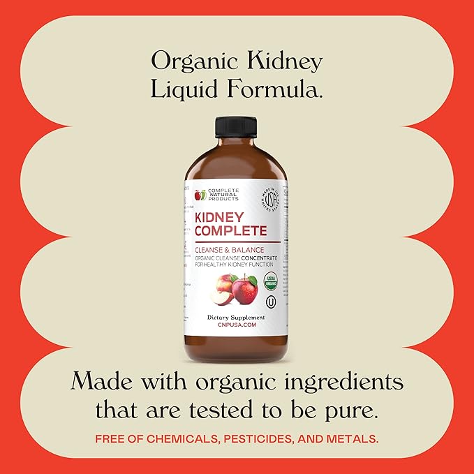 Complete Natural Kidney Complete - Liquid Dietary Supplement for Kidney Support, Cleanse, and Detox with Apple Cider Vinegar, Lemon, Organic Chanca Piedra, Beet, Citric Acid, Vitamin C, & More - 12oz