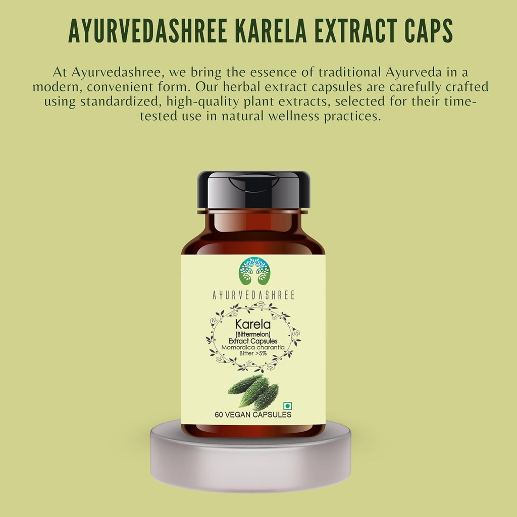 Karela Extract 500mg - 60 Vegetarian Capsules|Momordica Charantia| All Natural | 100% Vegan | Gluten-Free | GMP Certified