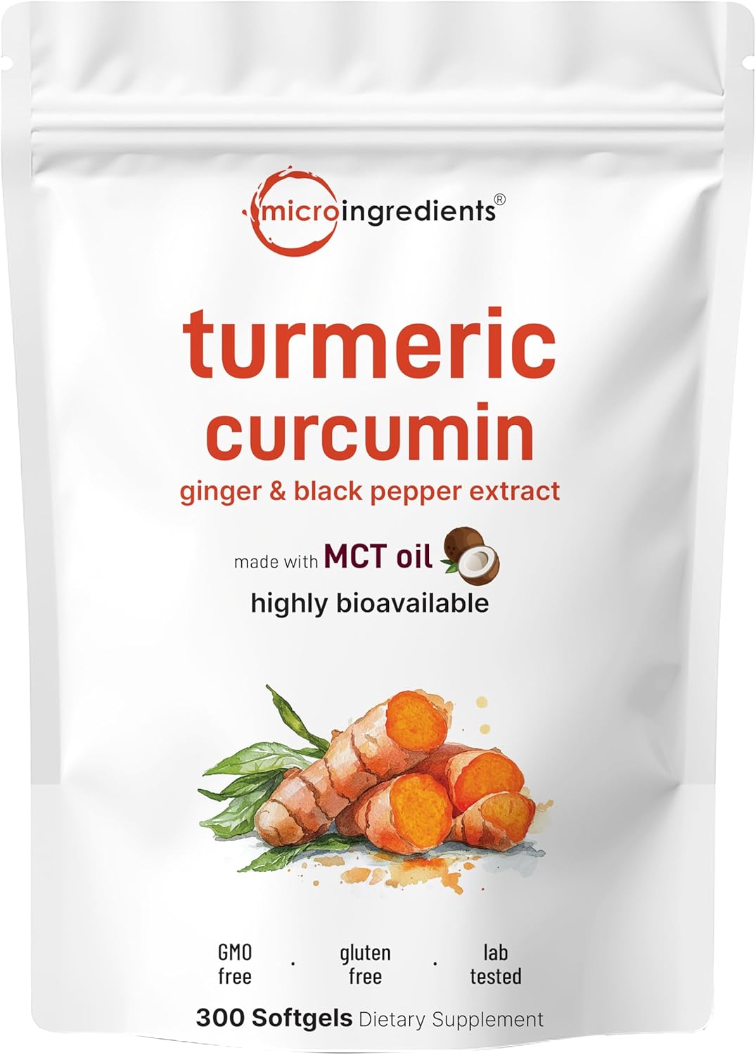 Turmeric Curcumin Supplement with Black Pepper & Ginger 3,000mg, 300 MCT Oil Softgels | 95% Curcuminoids | High Absorption | Healthy Joint Support for Men & Women | Non-GMO
