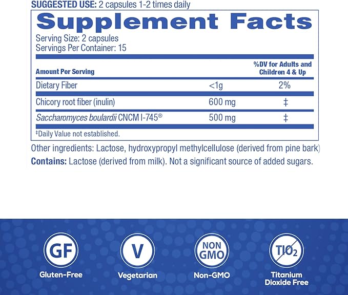 Florastor Select Pro+Pre Daily Probiotic and Prebiotic Supplement for Women and Men, Boosts Good Bacteria, Saccharomyces Boulardii CNCM I-745 (30 Capsules) (Pack of 2)