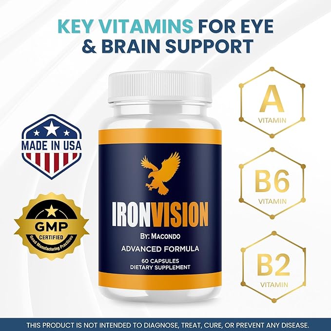 (2 Pack) Iron Vision Eye Supplement Capsules - Official IronVision Advanced Premium Support Pills - Maximum Strength, Natural Vitamins for Overall Health & Wellness Reviews - 120 Capsules for 2 Months