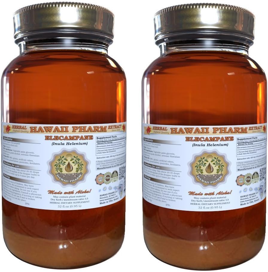 Elecampane Liquid Extract, Organic Elecampane (Inula Helenium) Tincture Supplement 2x32 oz Unfiltered