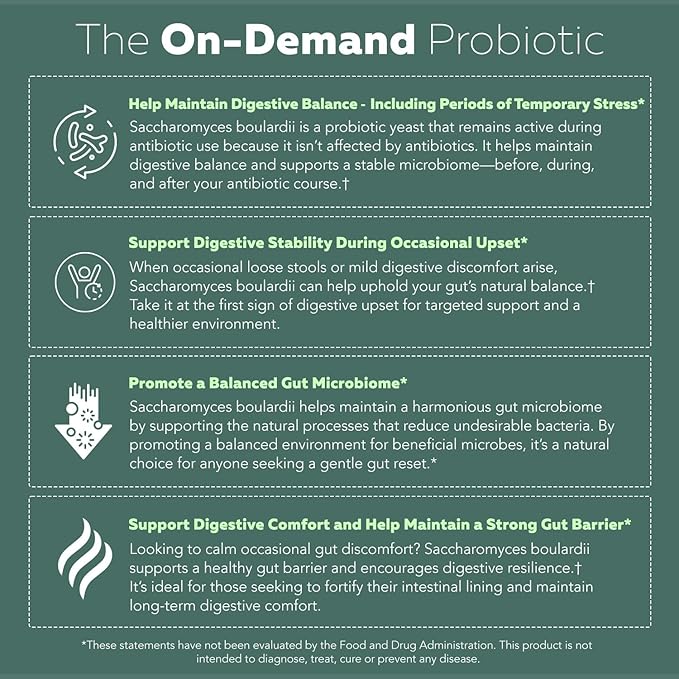 Organic Saccharomyces Boulardii - 10 Billion CFU - Clinically Validated CNCM I-1079 Probiotic Strain - Gut, Digestion & Healthy Bowel Support - First Organic Form of S. Boulardii Probiotic - 60 Count