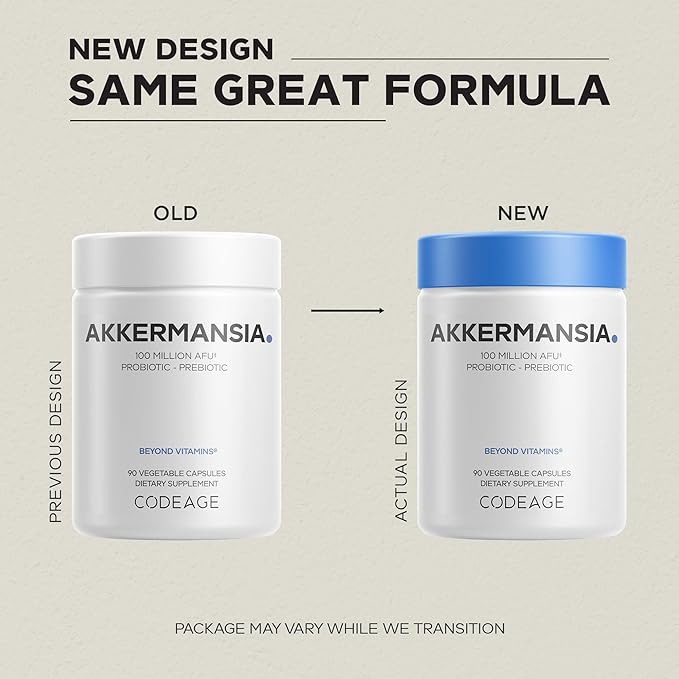 Codeage Akkermansia Muciniphila Probiotic Supplement - 3-Month Supply of Akkermansia & Chicory Inulin - Daily Synbiotic Probiotic Chicory Root - 100 Million AFUs - Gluten-Free - 90 Capsules