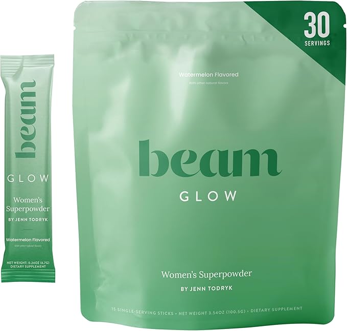 Beam Glow, Hormone Balance for Women, Cortisol Support for Women, Thyroid Support Powder with Selenium, Bromelain and Chasteberry, PMS Relief, Hair Skin & Nails, Health and Wellness Gift, 30 Servings