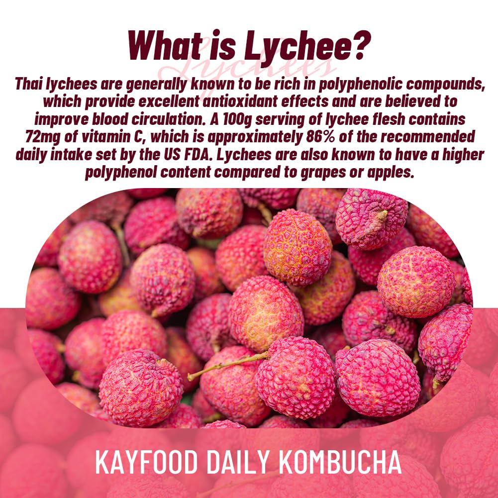 KAYFOOD-Kombucha-Lychee-Garden-Daily Zero Sugar, Diet, Gut Healthy Sparkling Beverage, Fermented Korean Drinks for Iced Tea Hot Tea, Workout T (20ST)