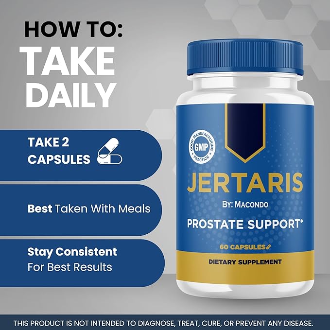 (2 Pack) Jertaris Capsules - Official Prostate Health Supplement Support Pills Natural Ingredients - Maximum Strength, Premium Advanced Formula Health & Wellness - 120 Capsules for 2 Months
