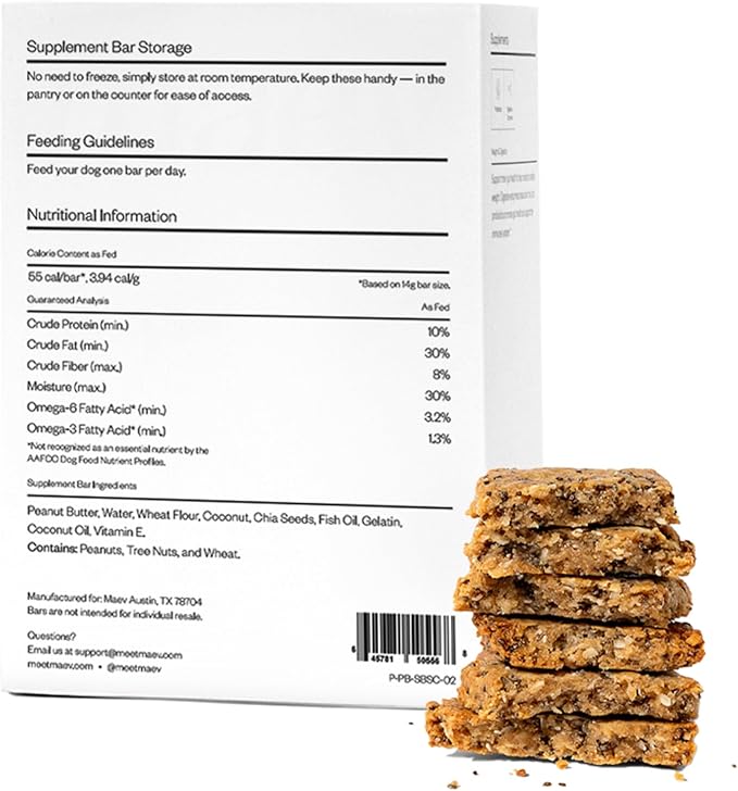 MAEV Human-Grade Skin & Coat Supplement Bars | Natural Support for a Healthy Skin & Coat, 30 Count