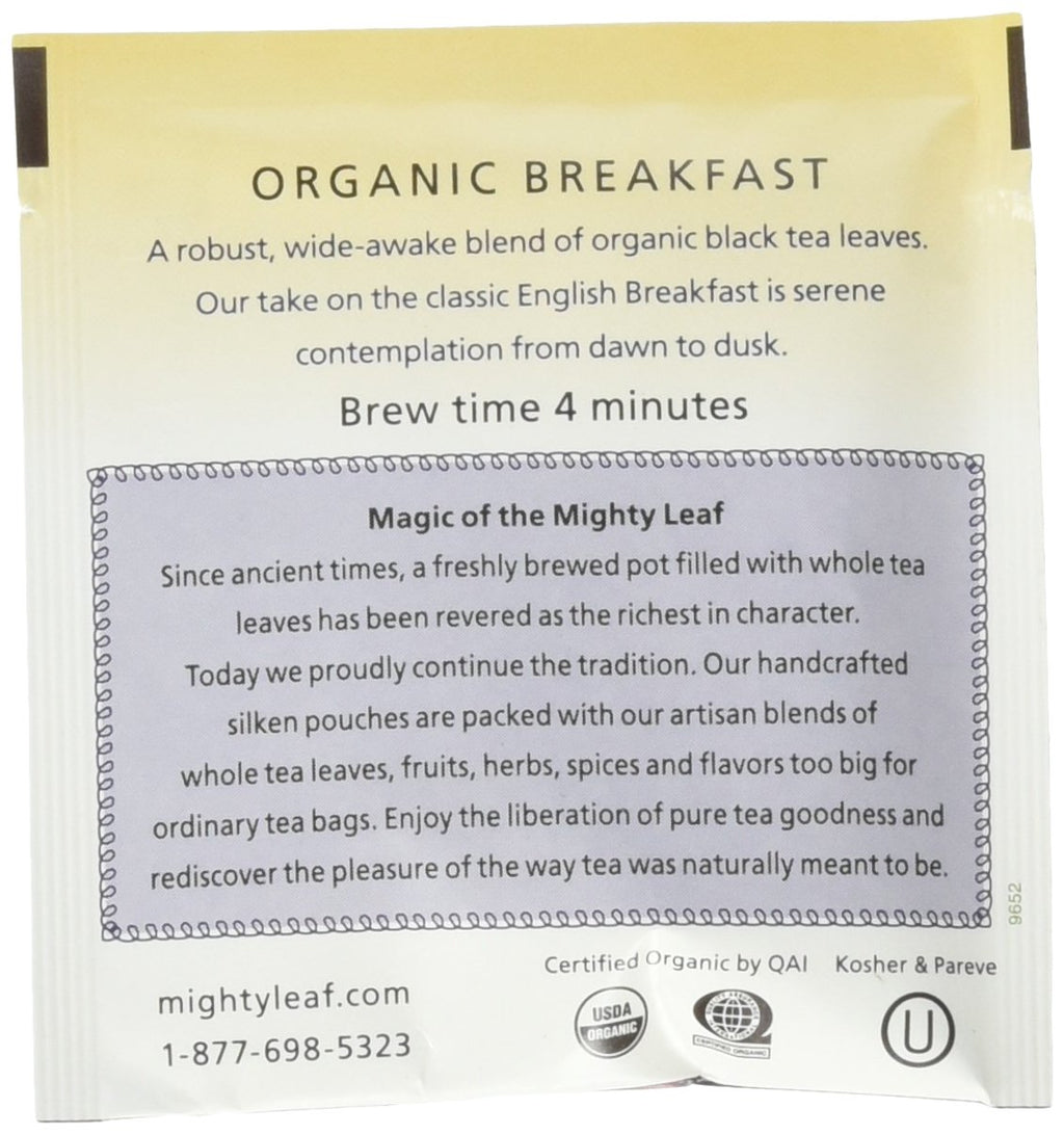 Mighty Leaf Organic Breakfast Tea, 100 Tea Pouches