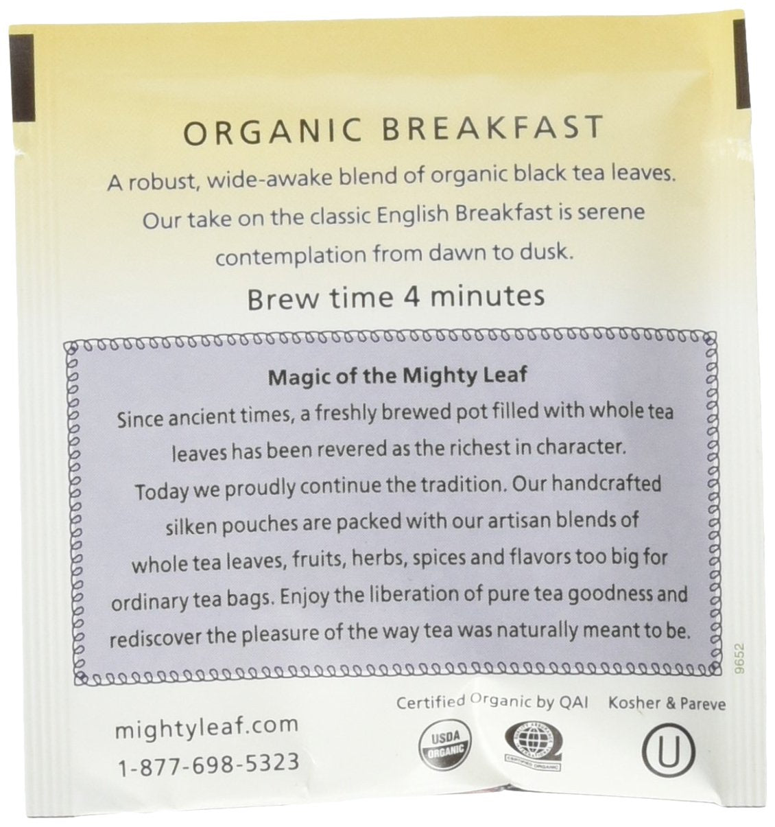 Mighty Leaf Organic Breakfast Tea, 100 Tea Pouches